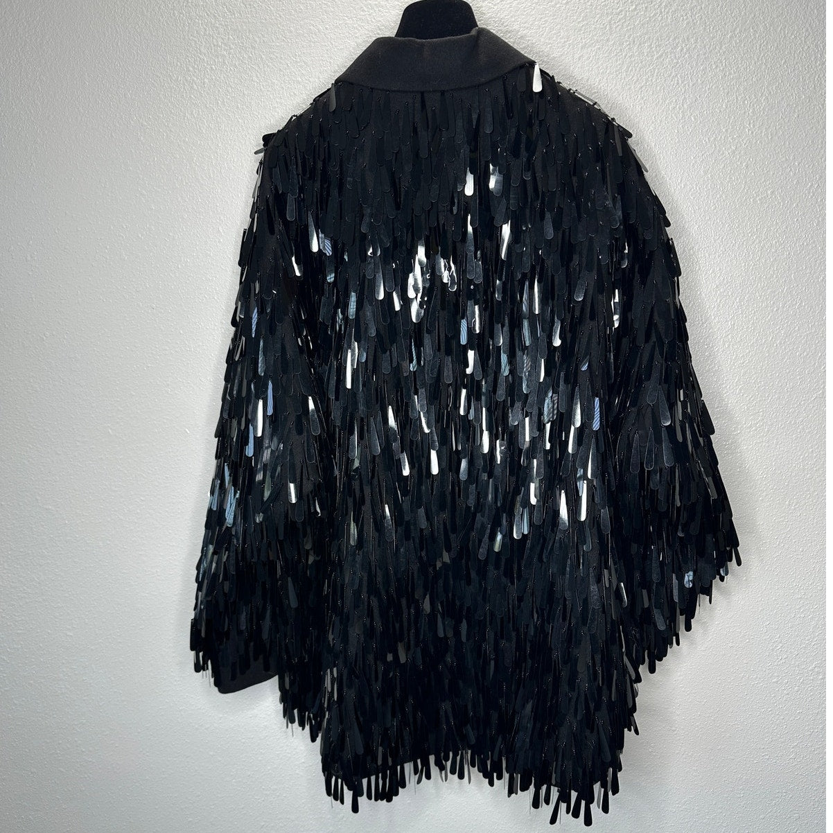 Valentino Garavani Black Sequin Fringe Shirt Jacket Medium
