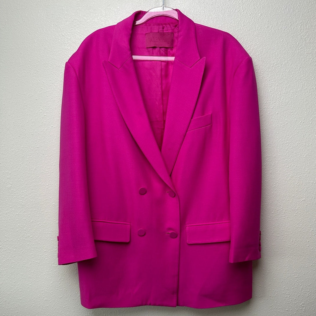Valentino Pink Jumpsuit & Blazer Set Women IT 46/42 Strapless Wide Leg