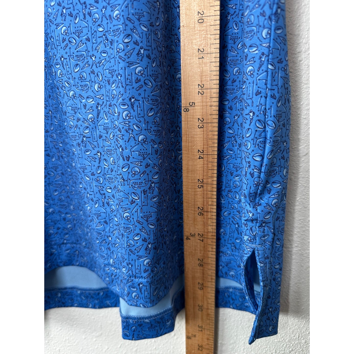 NWT Peter Millar Blue Football Print Short Sleeve Polo Shirt M