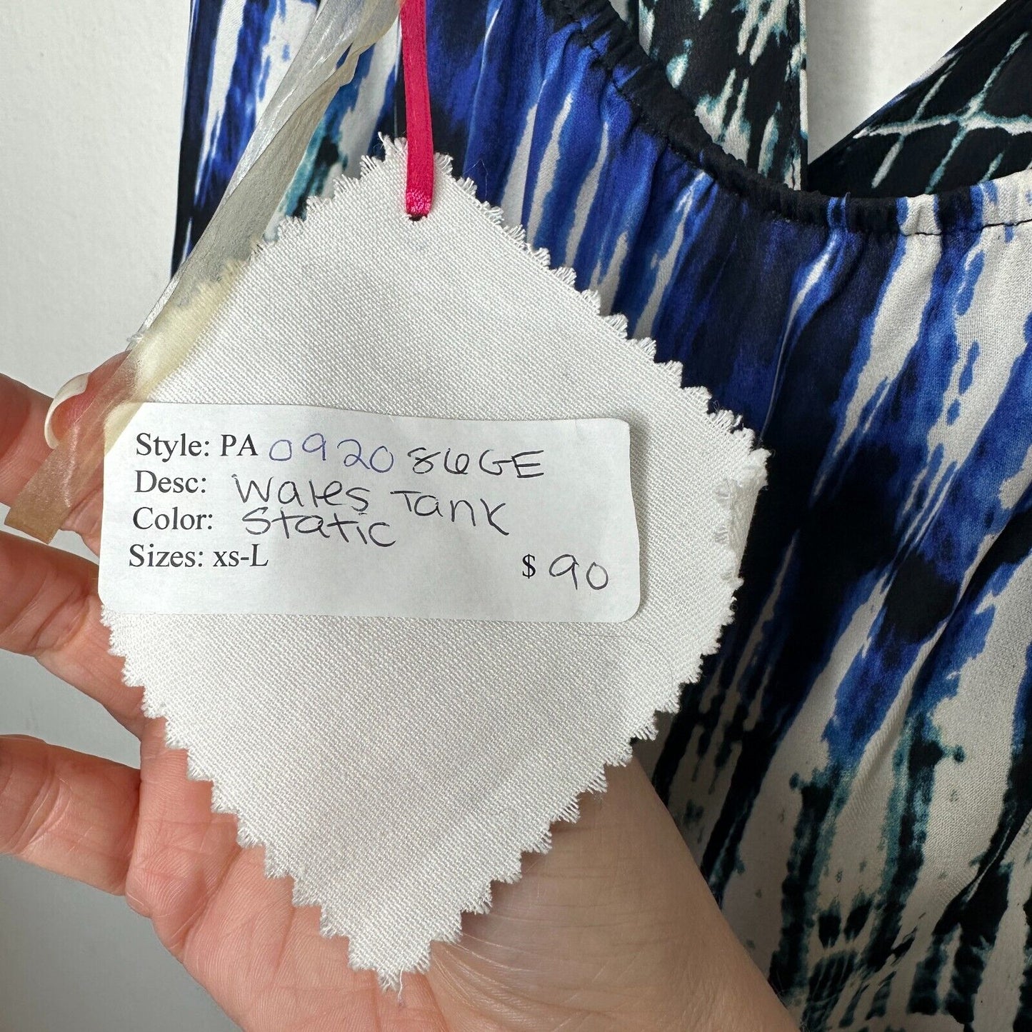Parker Blue White Black Wales Tie Dye 100% Silk Wrap Halter Top Button VNeck L