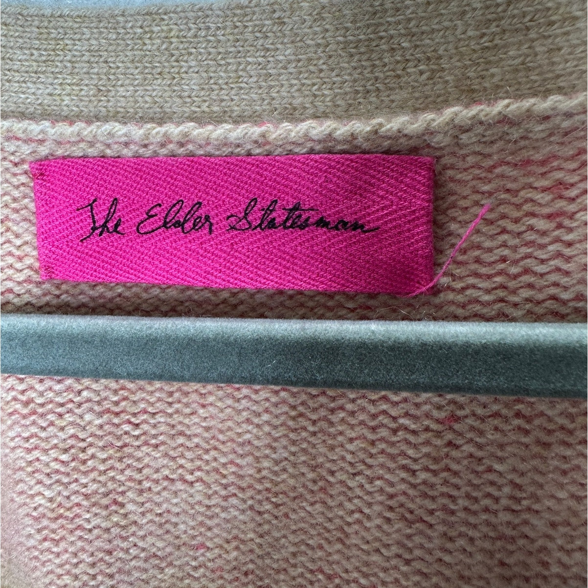 The Elder Statesman Enlightened Bear Striped Cashmere Cardigan L