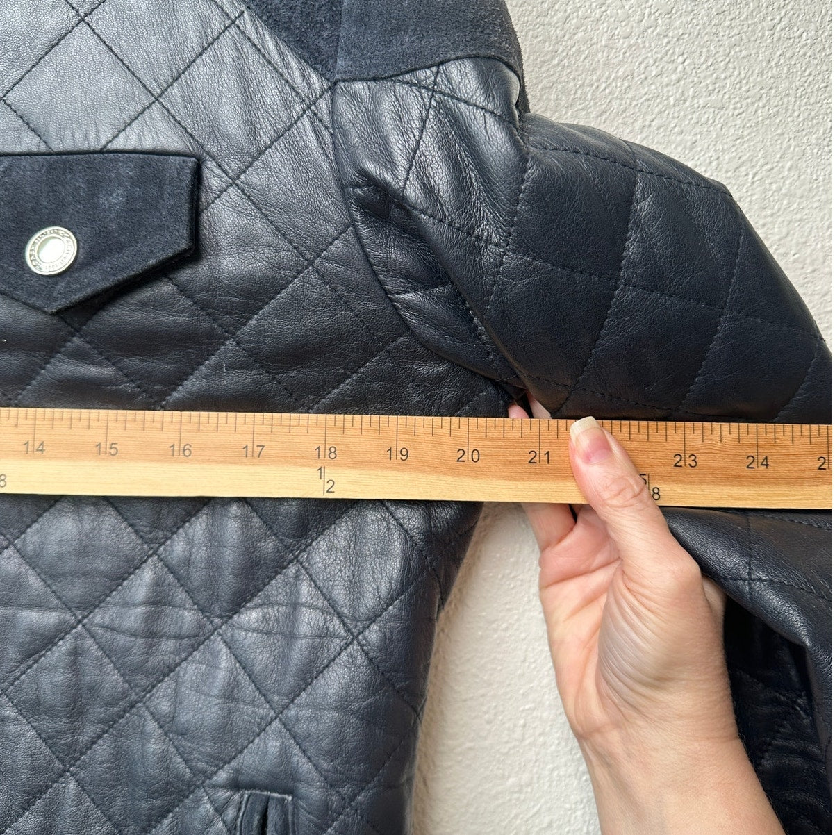 Coach Quilted Leather Jacket Black Women M Suede Trim