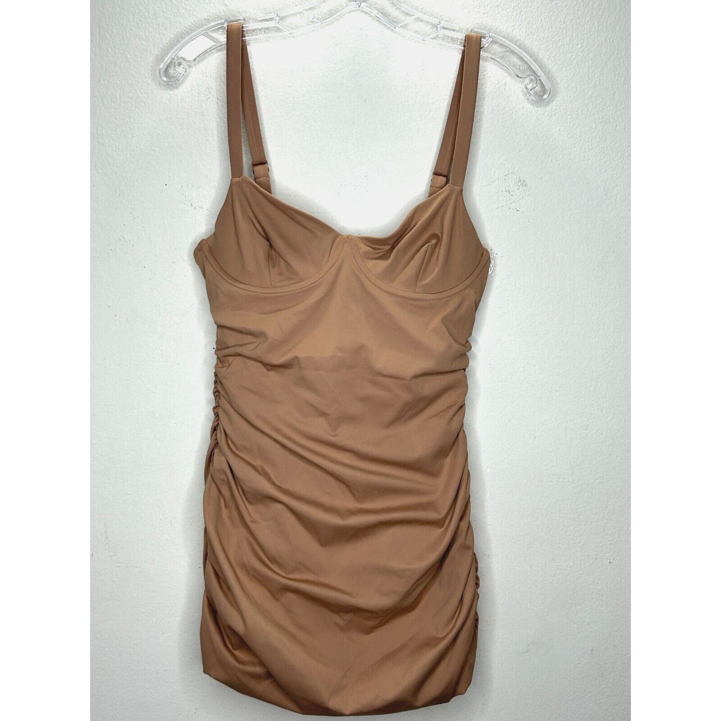 NWT Skims Sienna Tan Sculpting Ruched One Piece Bathing suit Swim Dress Small