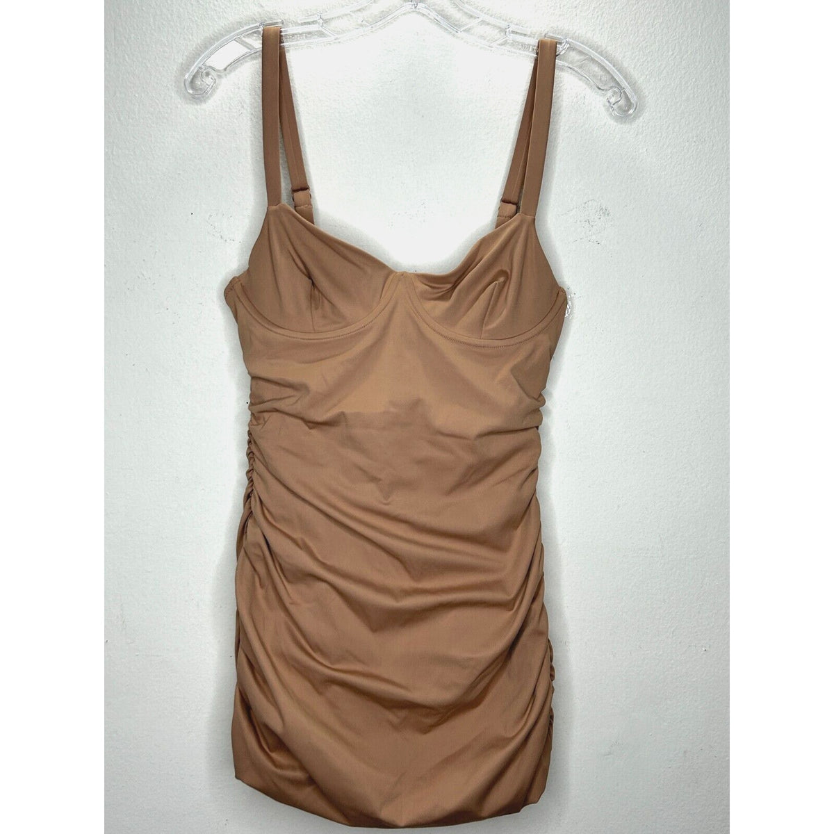 NWT Skims Sienna Tan Sculpting Ruched One Piece Bathing suit Swim Dress Small