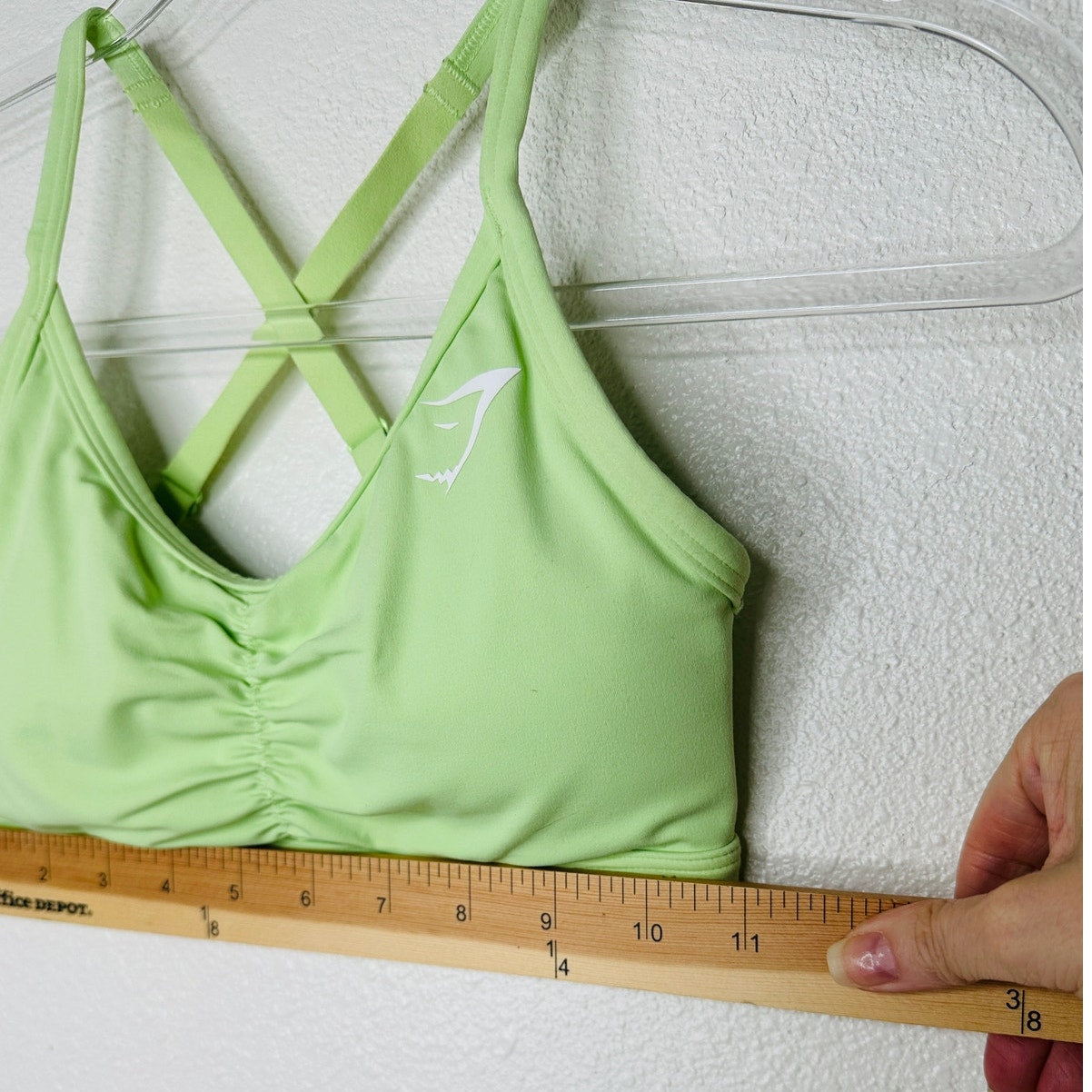 Gym Shark Yellow Green Ruched Racer Back Padded Sports Bra XS