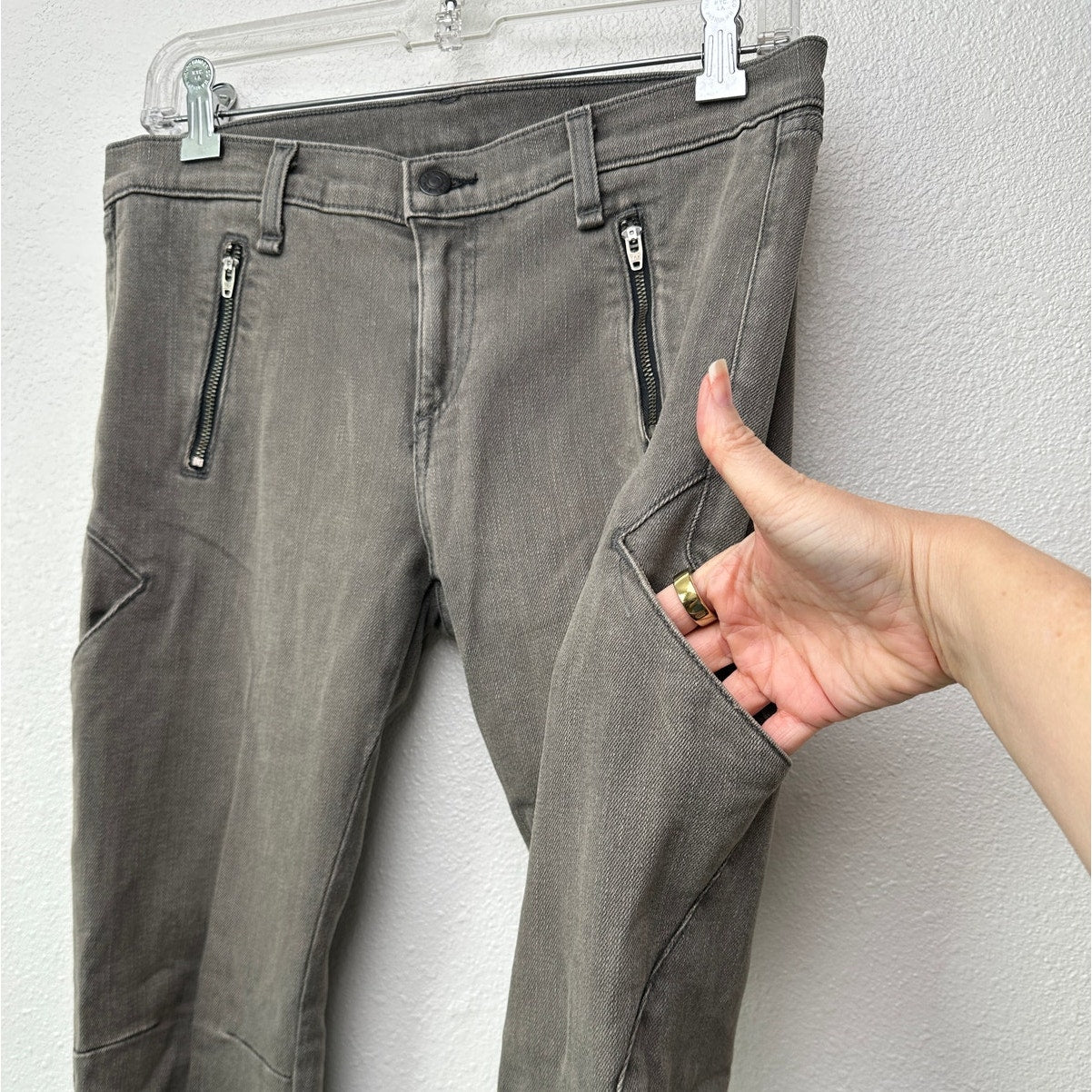 Rag & Bone Iron Skinny Grey Women’s US 28 Mixed Media Zip Jeans