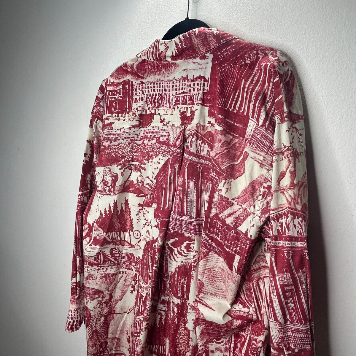 Libertine Red & Cream Toile De Nantes Print Half-Button Long Sleeve Tunic L / XL