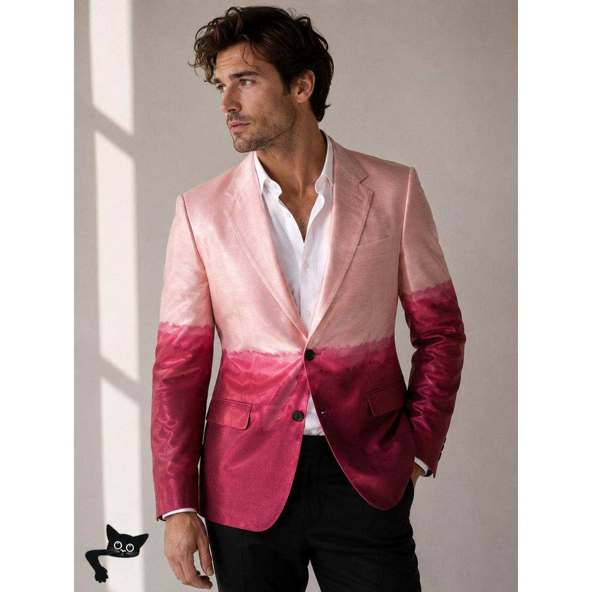 Alexander McQueen Pink Dip Dye 2-Button Silk Wool Blend Blazer Jacket 50
