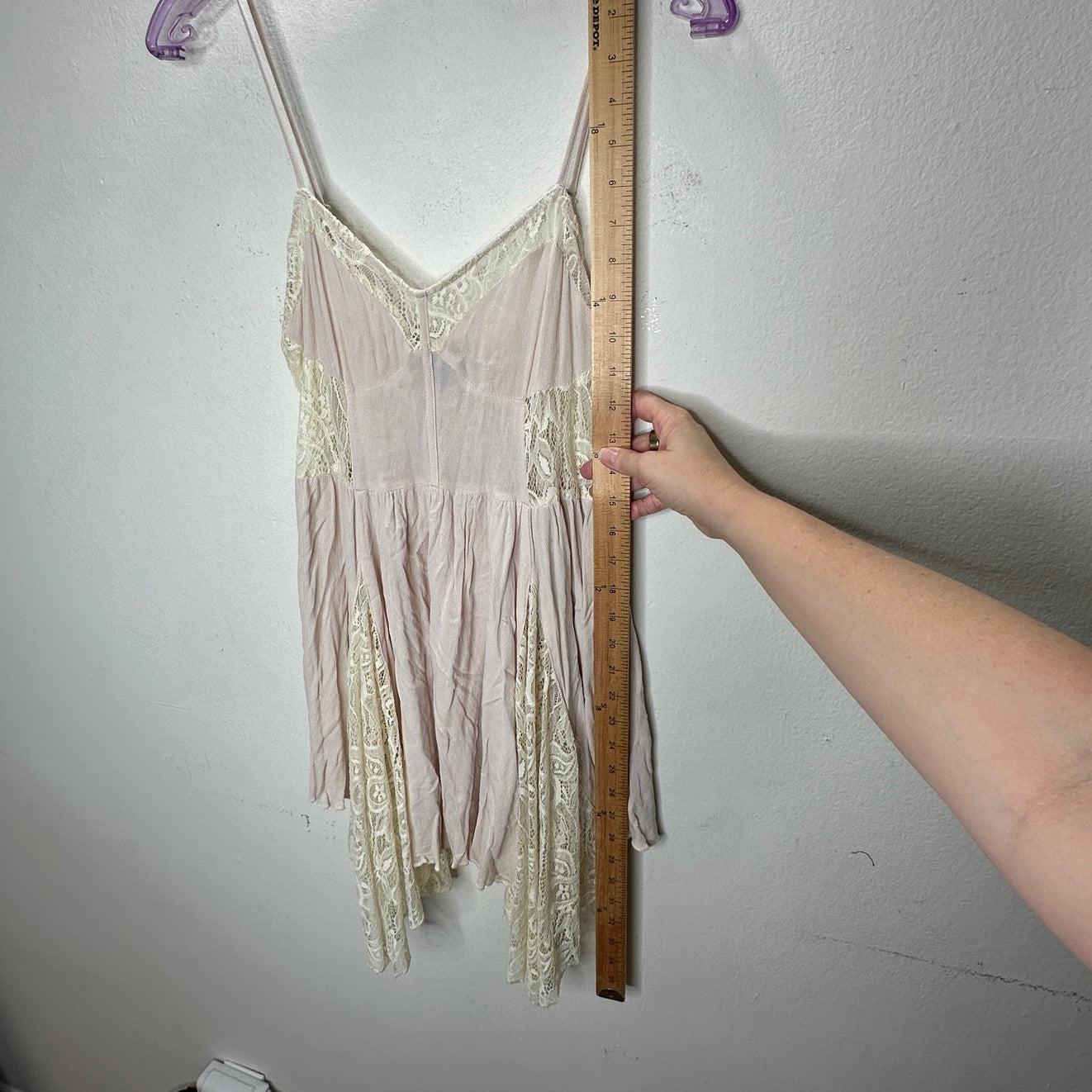 Catch Me Light Pink & Cream Lace Babydoll Mini Dress Small