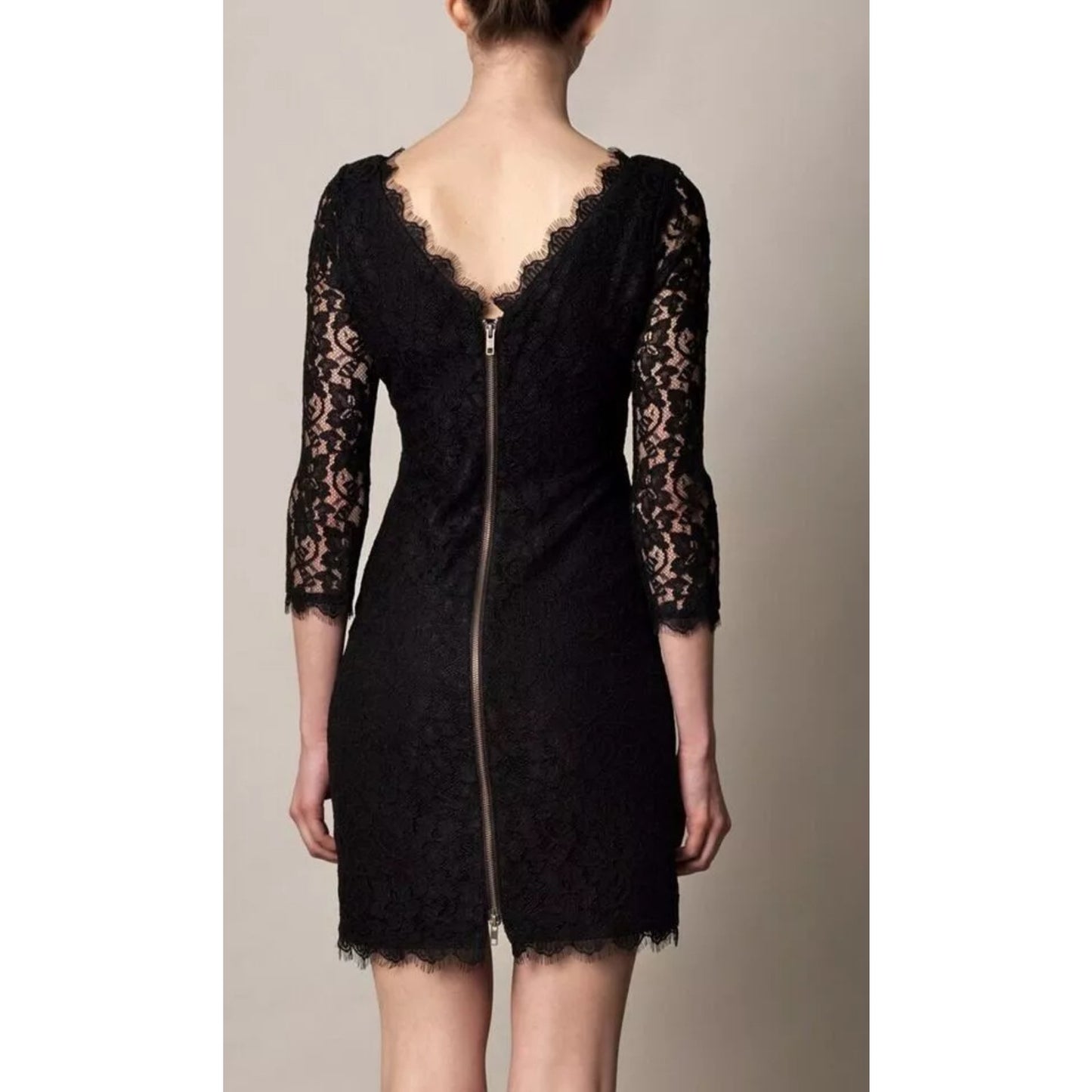 Diane von Furstenberg Black Zarita Stretch Lace Shift Dress 4