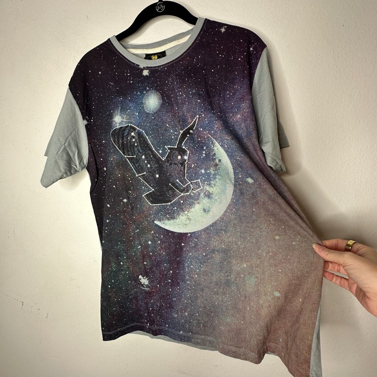 Singha Gray Multi-Color Owl Moon Graphic Tee Stars Rainbow Ltd Edition Sretsis L
