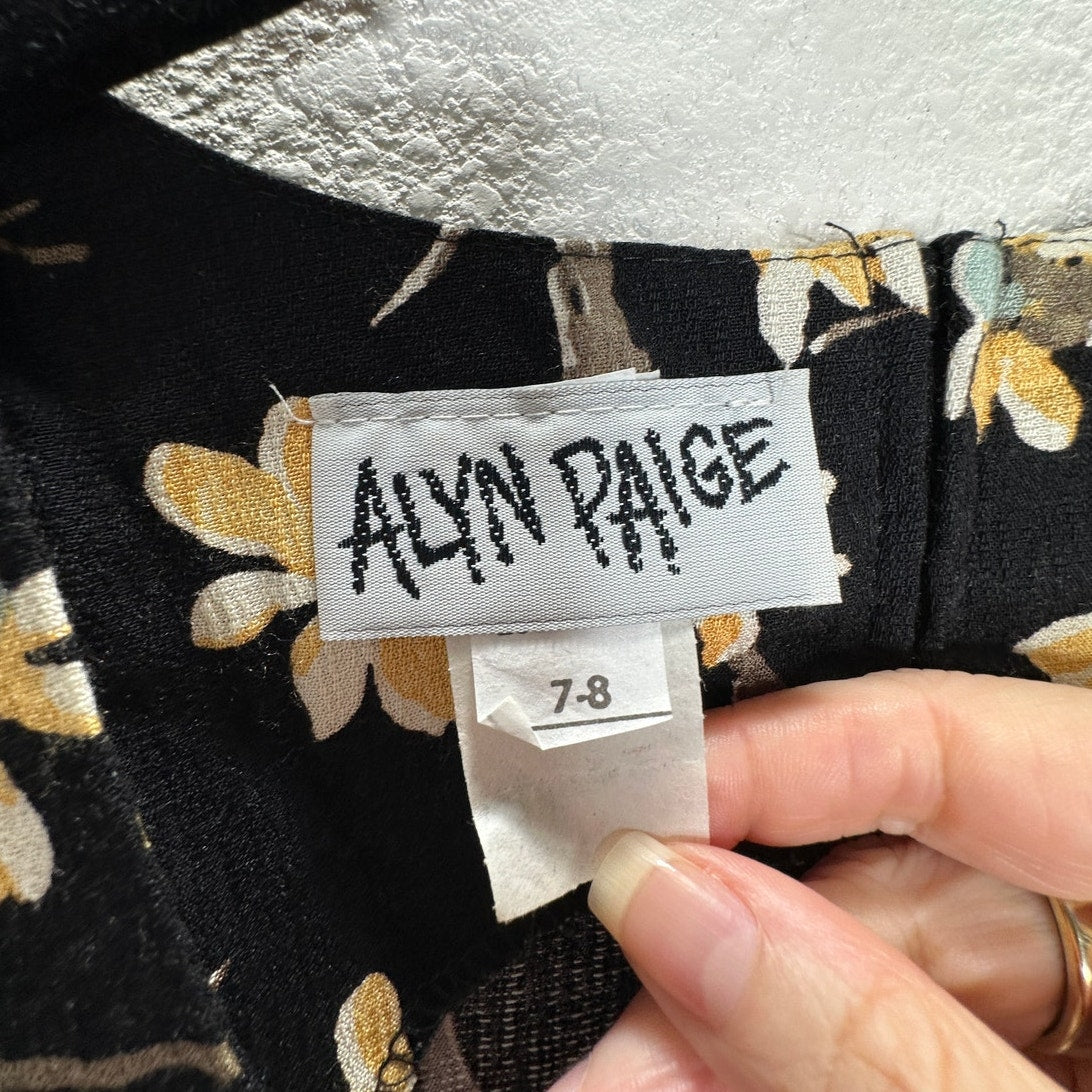 NWT Alyn Paige Black Multi Color Floral Sleeveless V-Neck Button Midi Dress 8