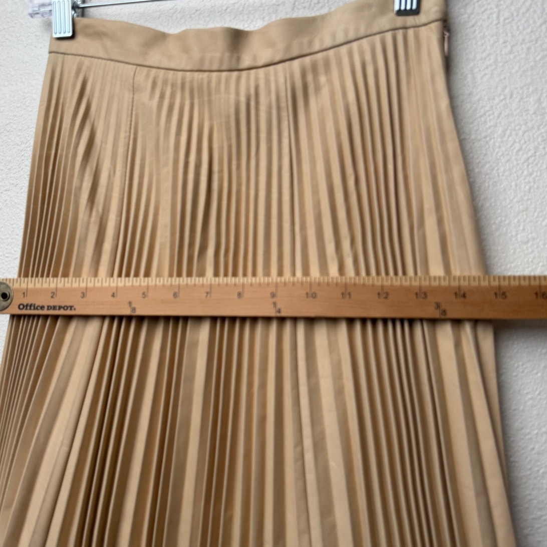 August Getty Atelier Accordion Pleat Leather Maxi Skirt Nude Women's US XS
