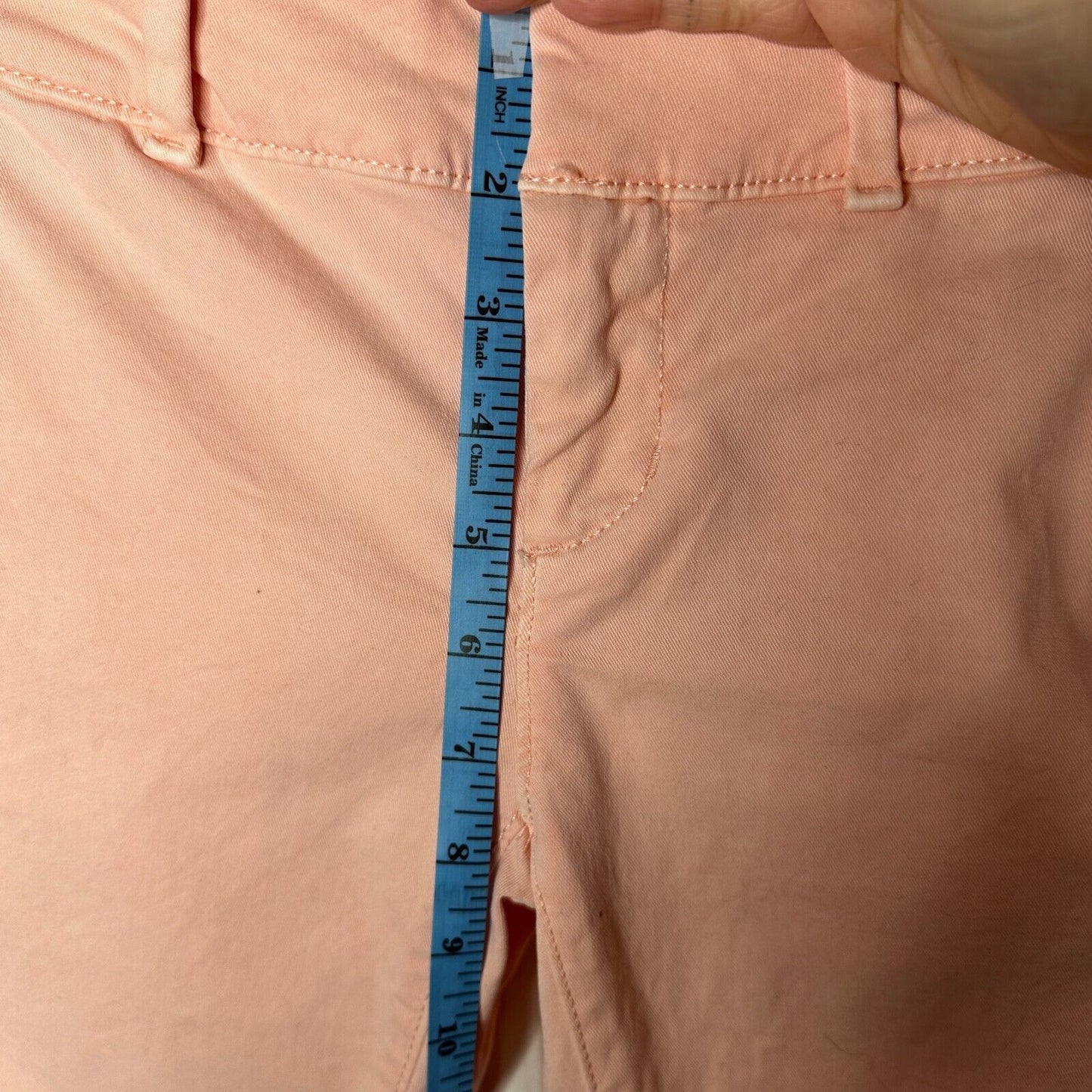 Loft Pastel Pink Peach Cute Double Frayed Skinny Crop Pant Chino Zip 00P