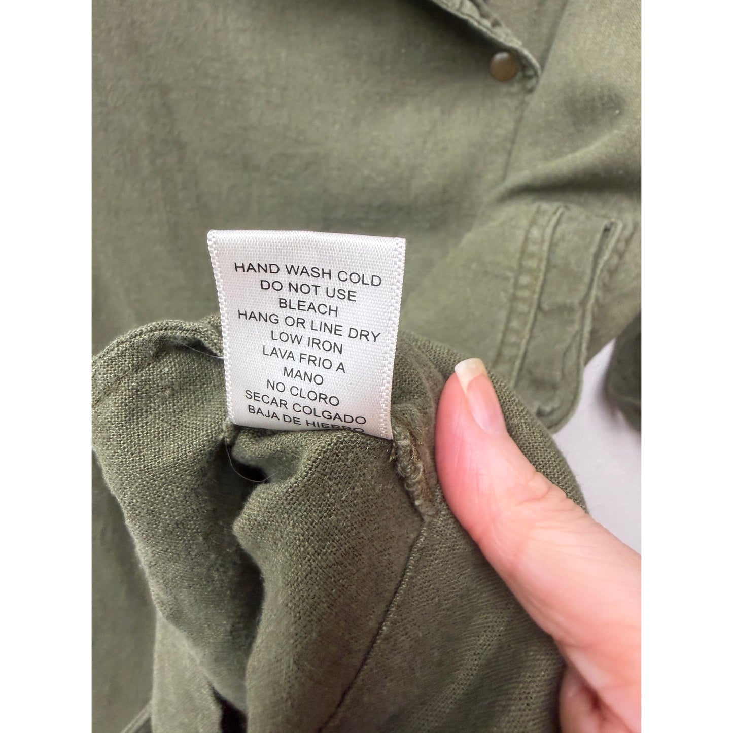 Love Tree Olive Linen Blend Moto Jacket Women's M