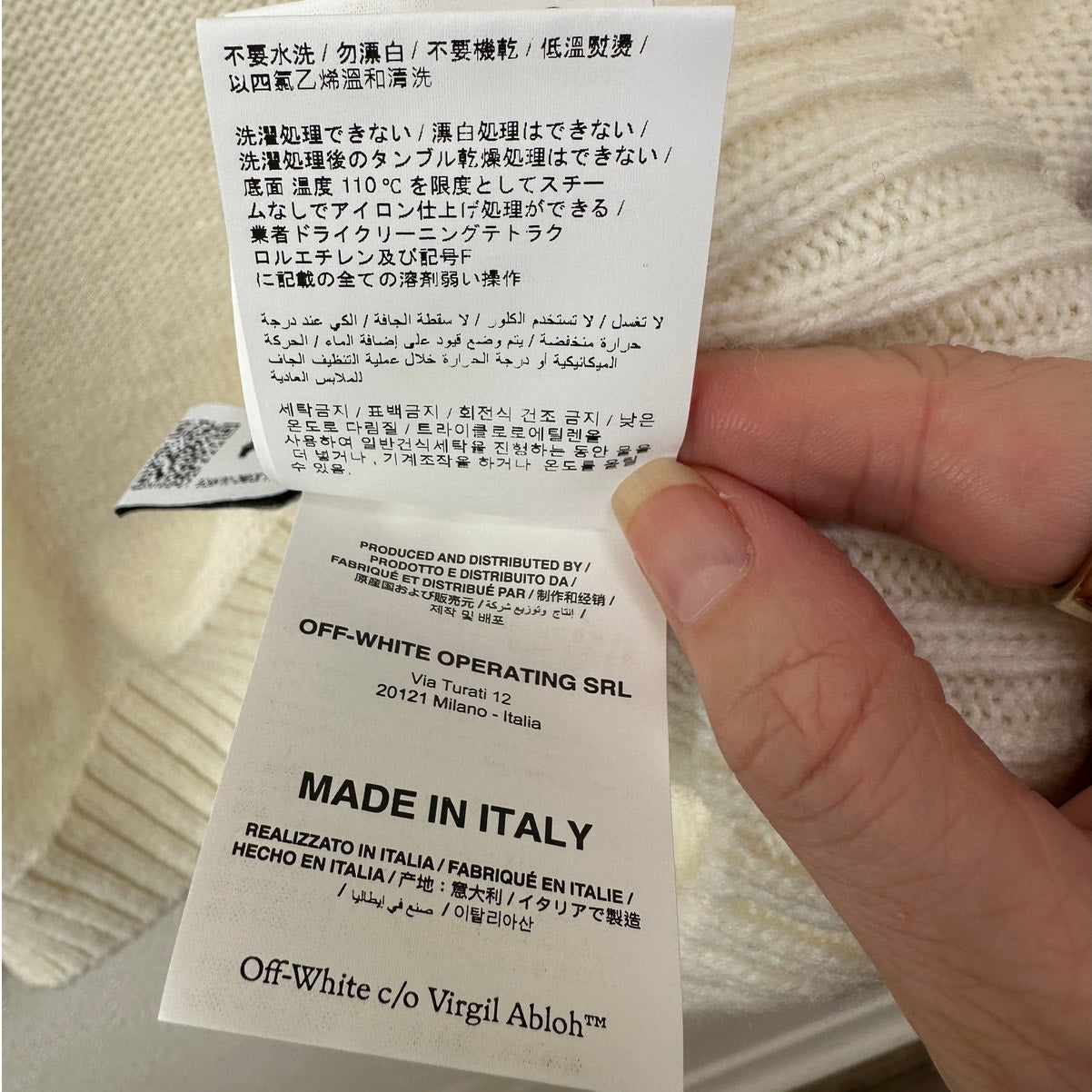 Off-White Reverse Arrow Diag Knit Crew Sweater White / Green