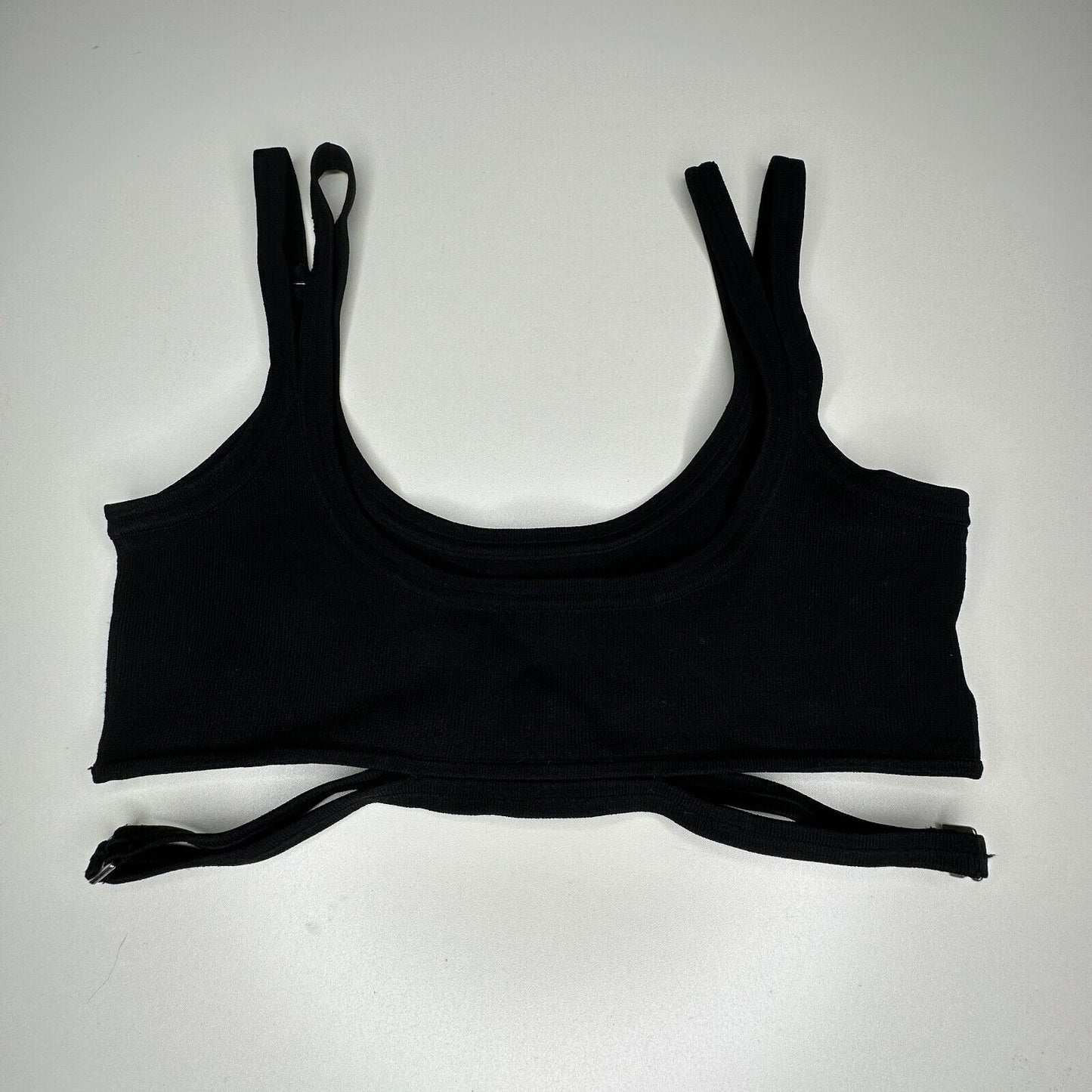Dion Lee Sexy Black Strappy Crop Tank Top Double Adjustable Strap Cutouts XS