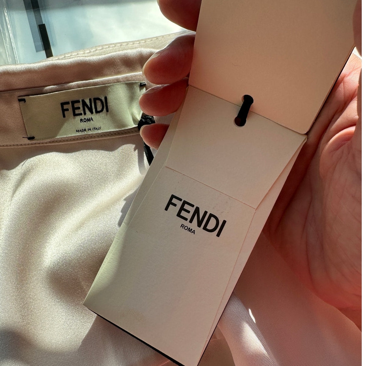 NWT Fendi The Abito Fluid Draped Daily Dress Top in Almond 100% Silk 40 / 8