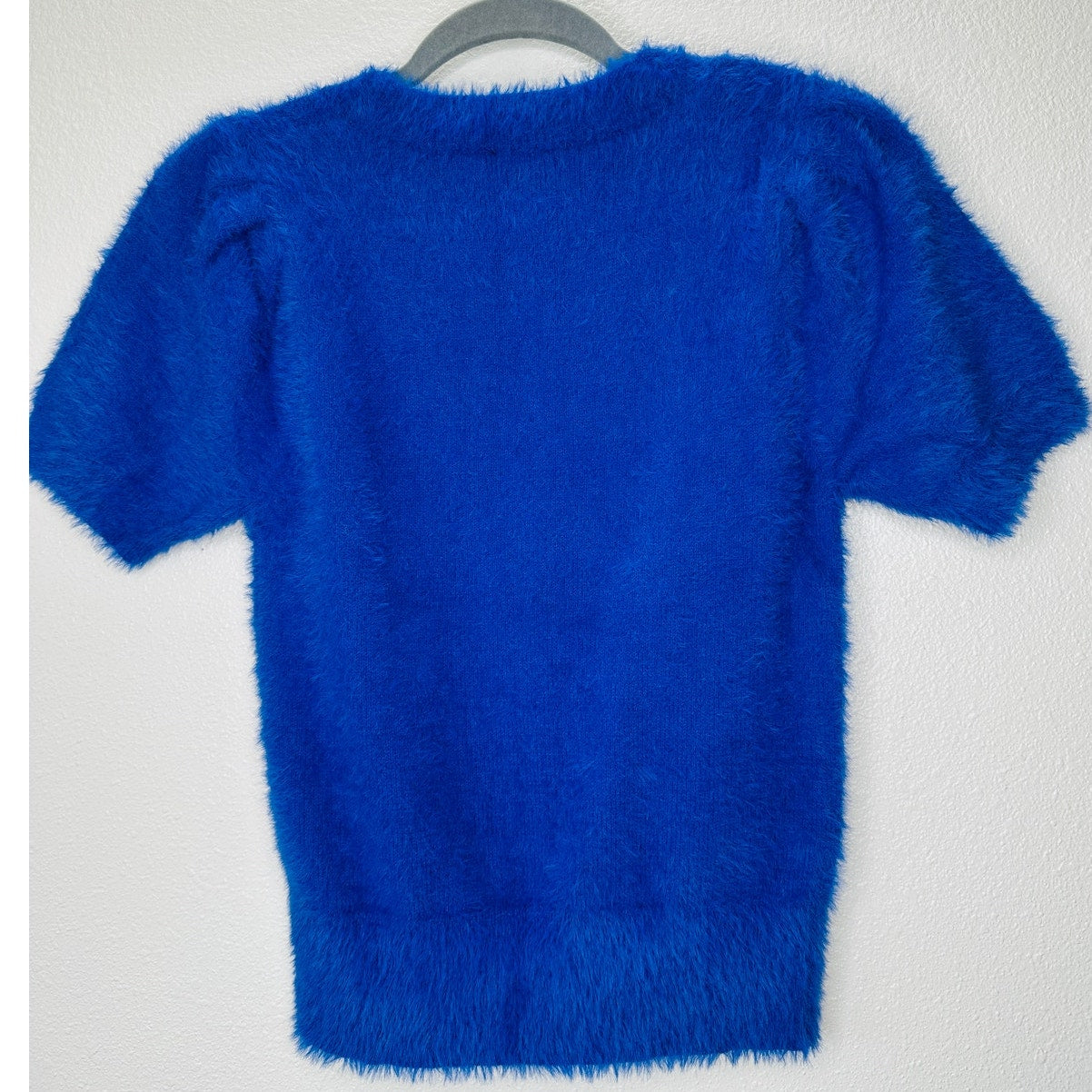 NWT VICI Emanuelle Royal Blue Fuzzy Short Sleeve Sweater Top S