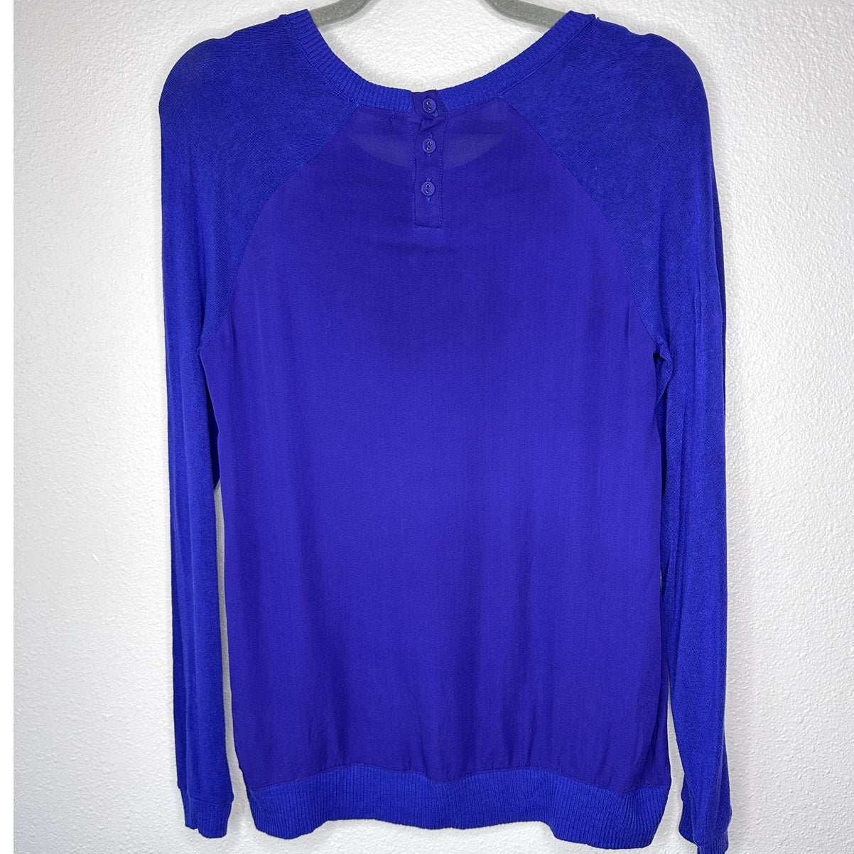 Bella Luxx Purple Mixed Media Raglan Long Sleeve Thin Sweater Top S