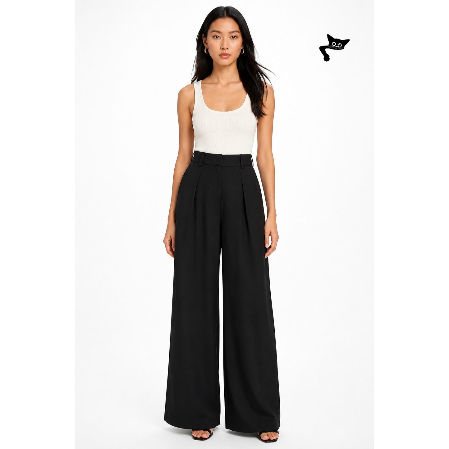 Luel Studio Black High Waist Pleated Wide Leg Pants Wool Size 0