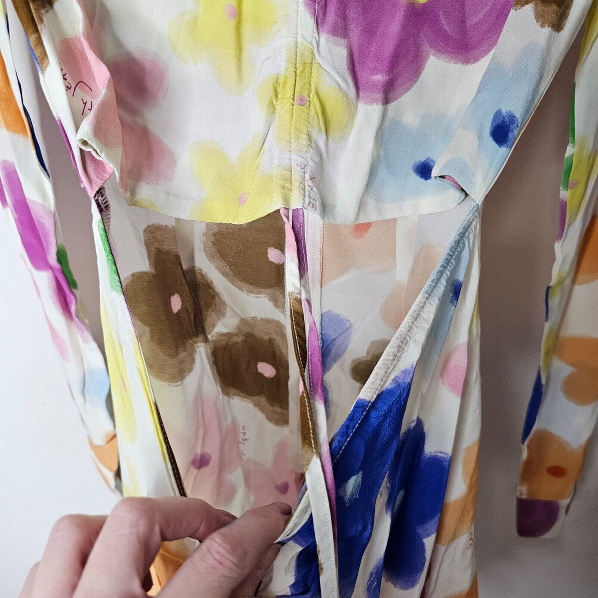 NWOT With Jean Hermana Viola Tricolor Long Sleeve Open Front Mini Dress XS