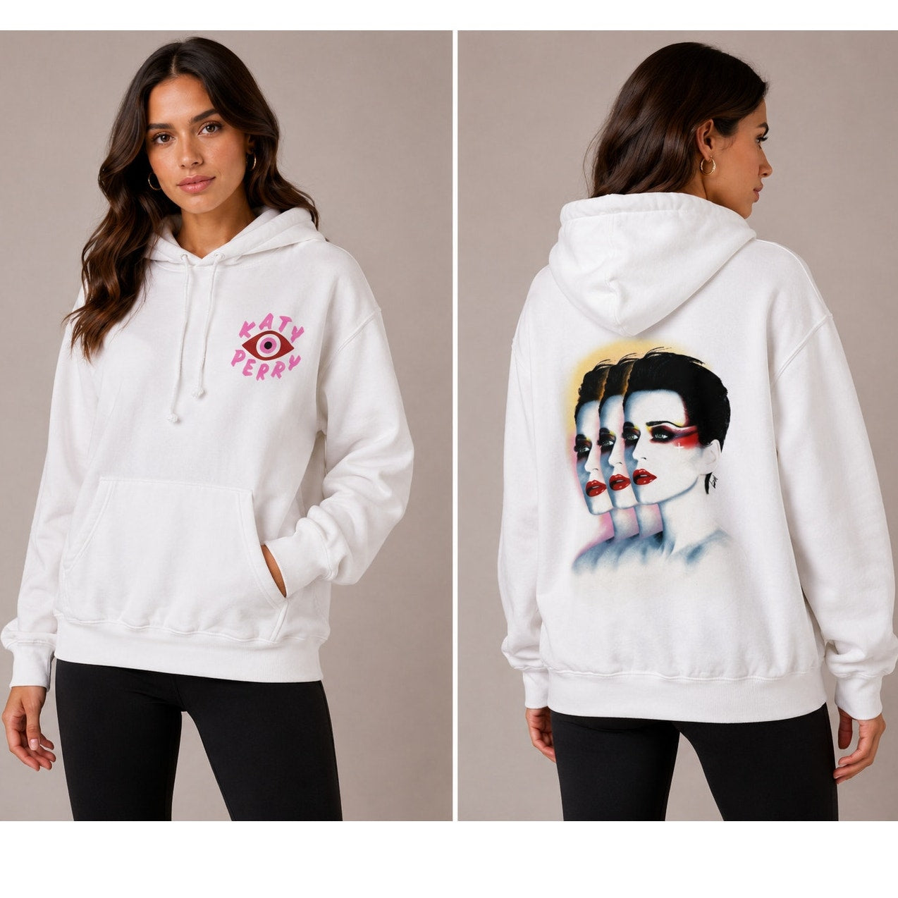 Katy Perry Graphic Hoodie White Women’s M Pullover Sweatshirt