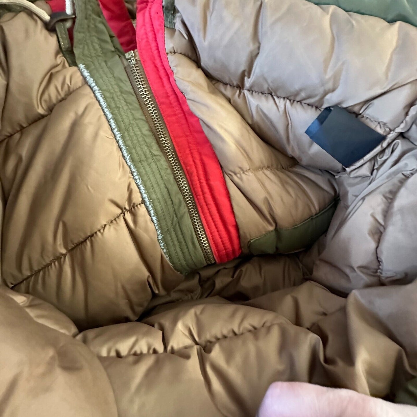 Scotch & Soda Olive Green & Red Front Zip Button Hooded Heavyweight Jacket M