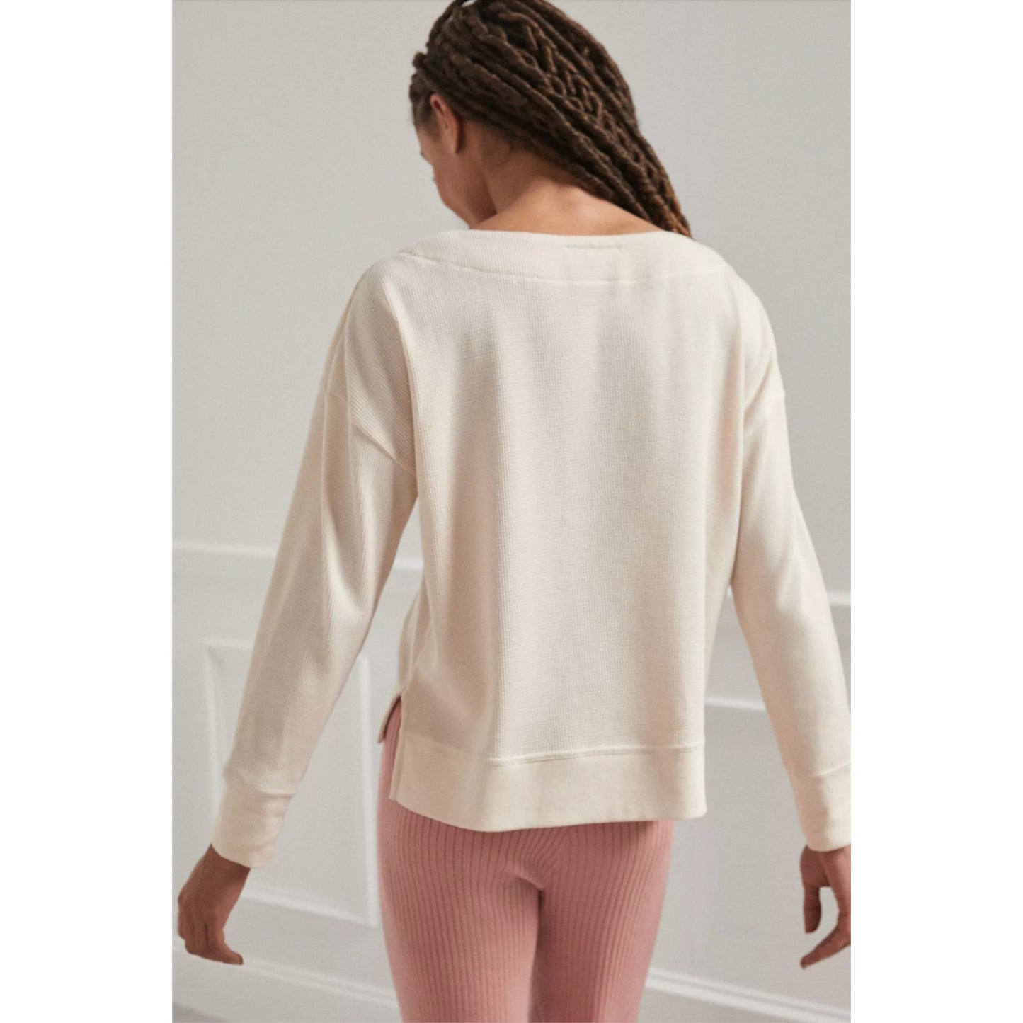 Saturday/Sunday Cream Catrina Thermal Long Sleeve Waffle Top XS