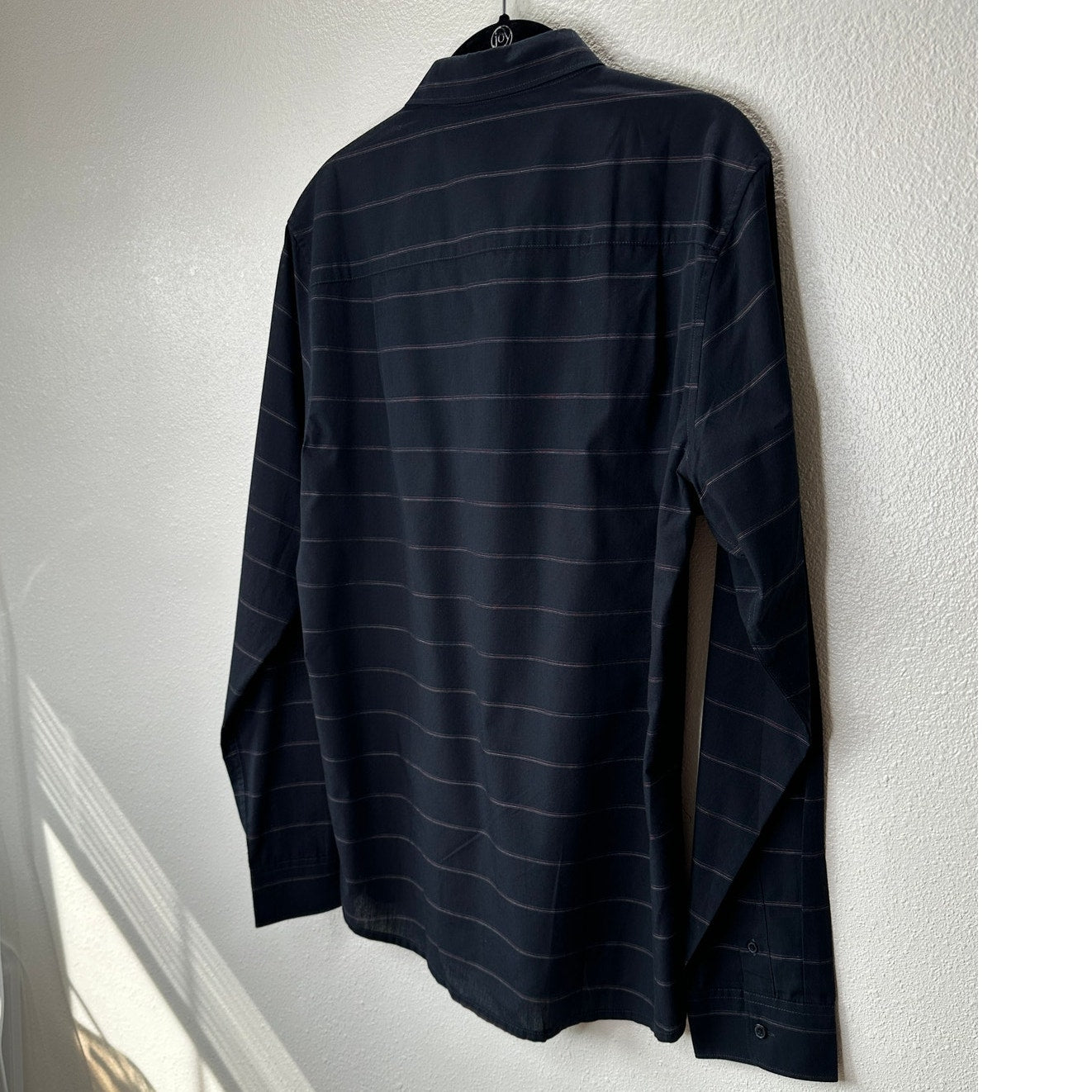 NWT Travis Matthew Black Striped The Crimp Long Sleeve Button Shirt L