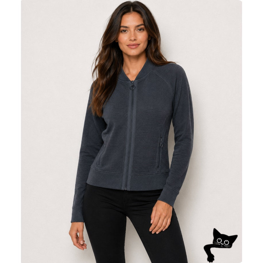 Lululemon Black On Repeat Ribbed Long Sleeve Zip Bomber Jacket 4