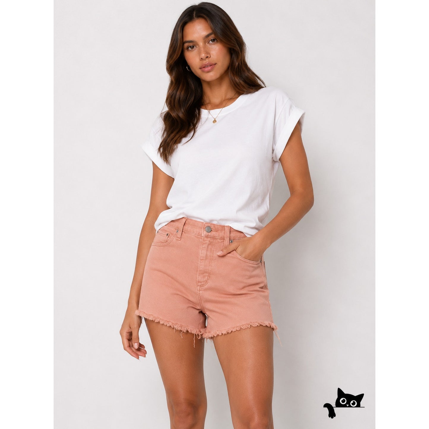 Universal Thread Peach High Rise Cut Off Raw Hem Jean Denim Shorts 8 / 29