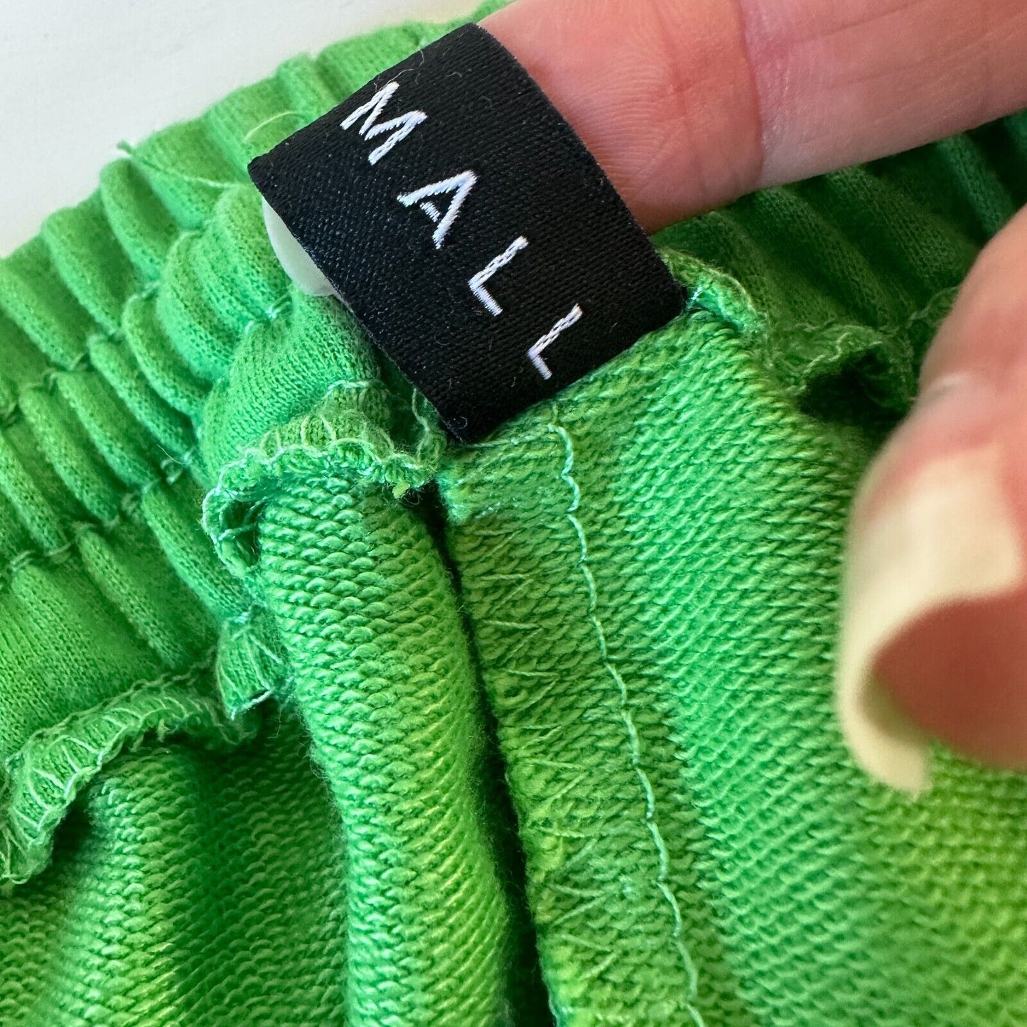 Retro 70’s Green Drawstring Knit Sweat Shorts Pockets Athletic High Waist Medium