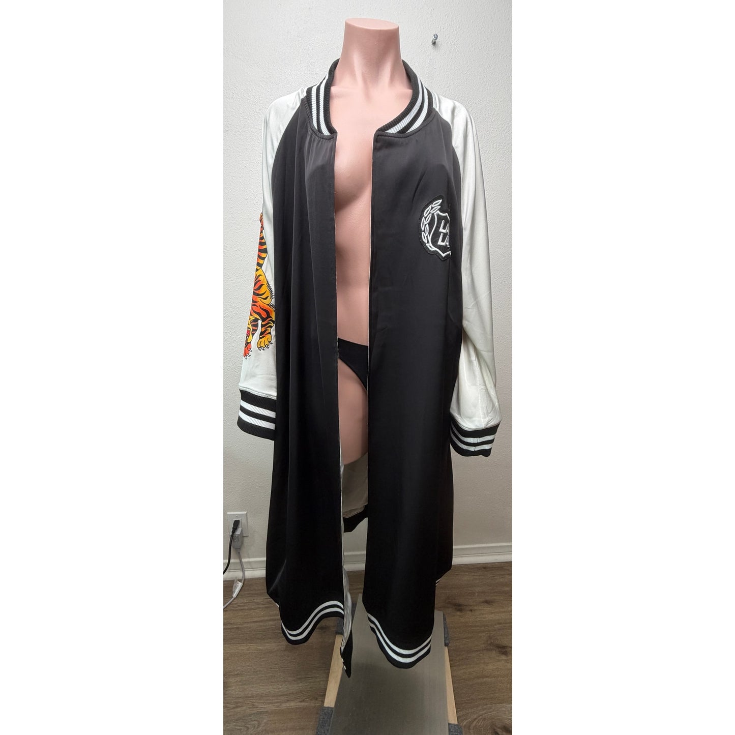 NWT Dressed in Lala Black Kimono Bomber Women's S/M