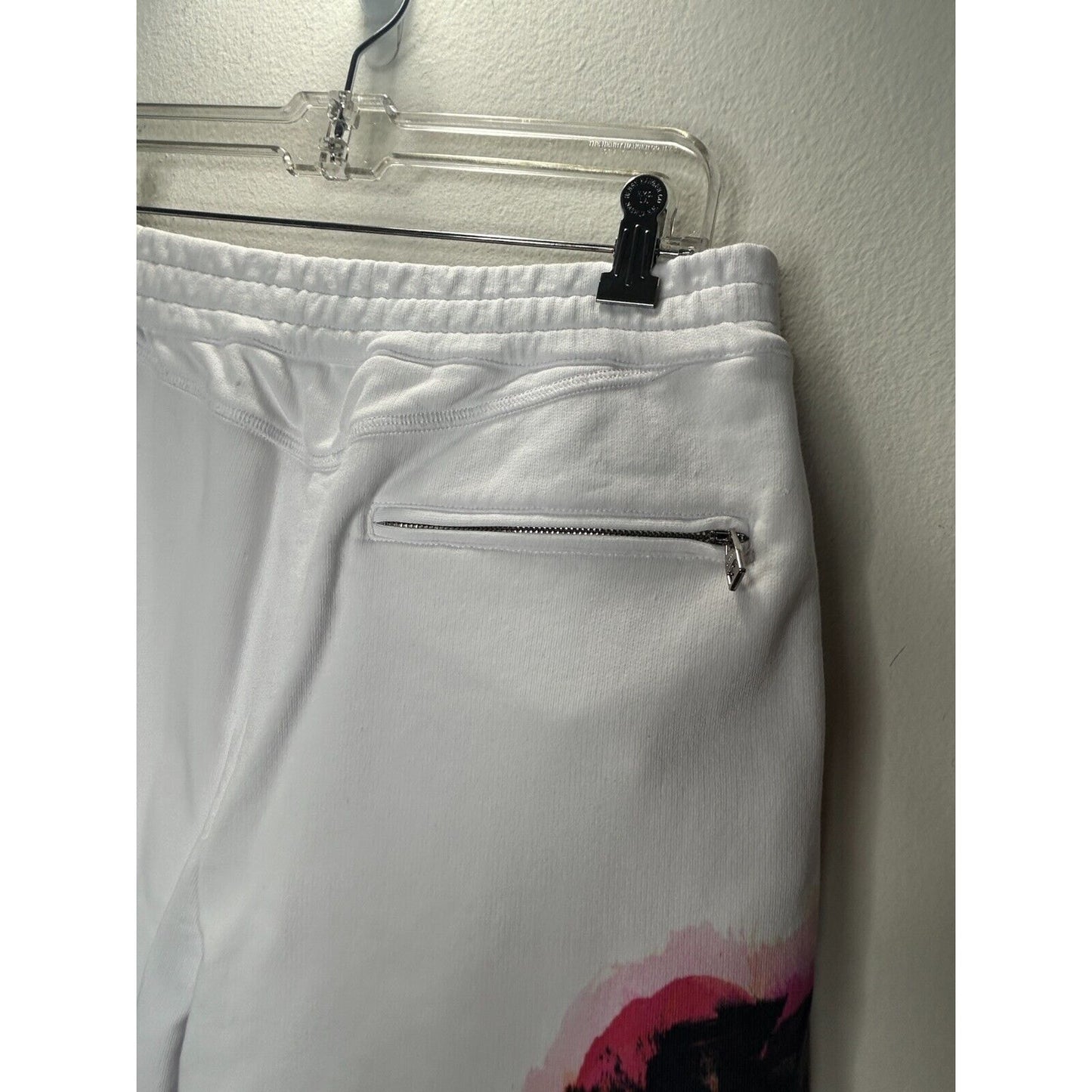 NWT Alexander McQueen White Jogger Pants Black and Pink Design Zip Pockets L