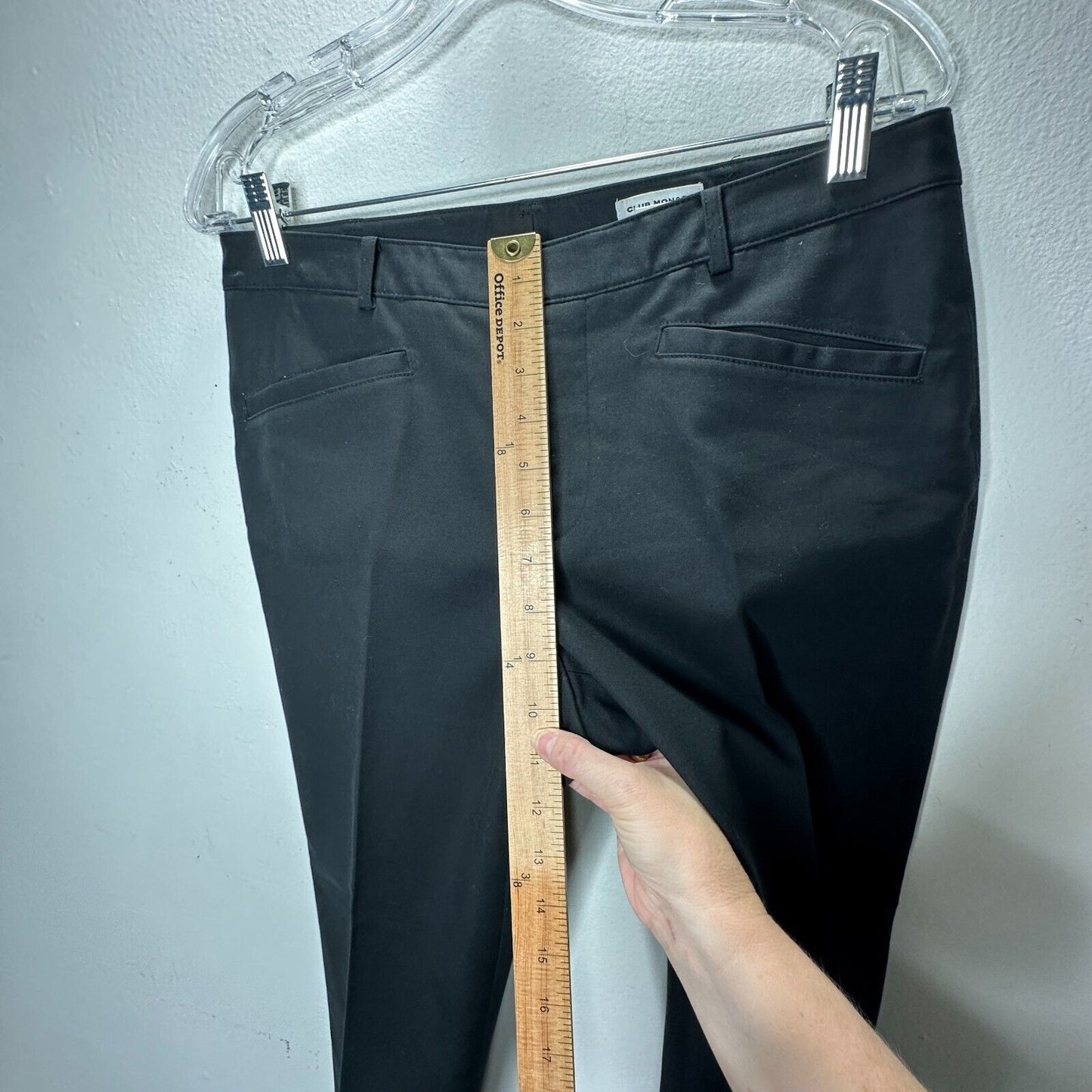 Club Monaco Jet Black Pressed Front Crease Straight Leg Trouser Pant Pockets 8