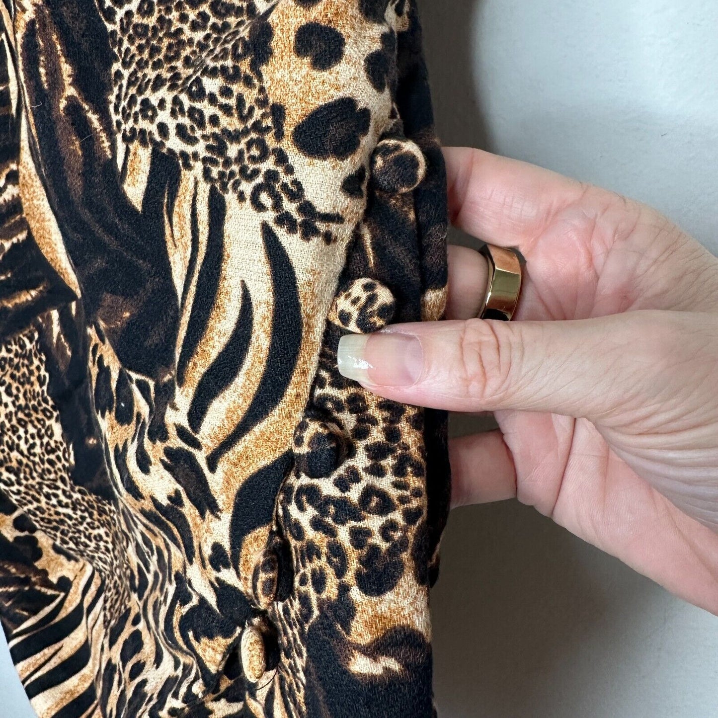 Urban Outfitters leopard Print V Neck Spaghetti Strap Tulip Hem Mini Dress Small