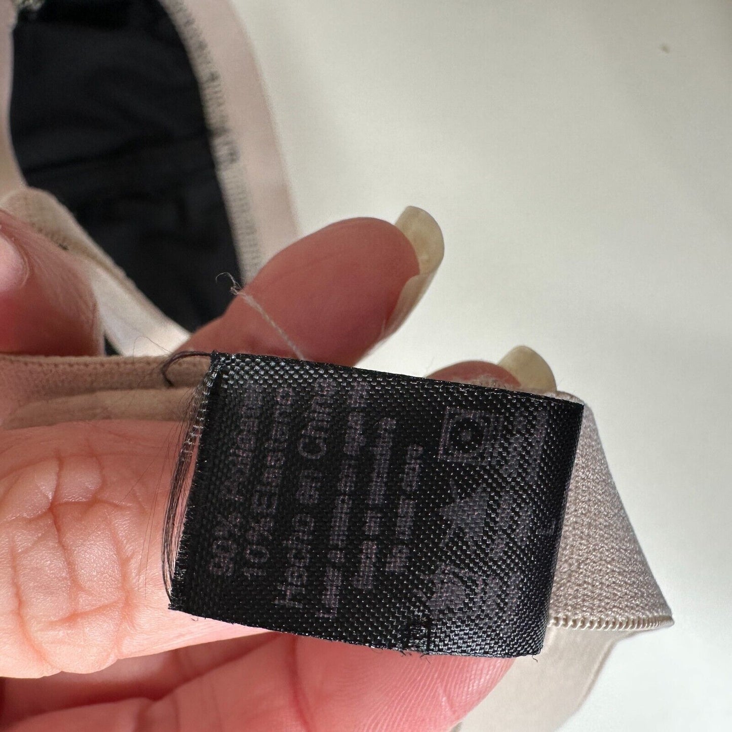 Black With Nude Edging Triangle Lace Bralette Adj Straps Hook & Eye Close Large