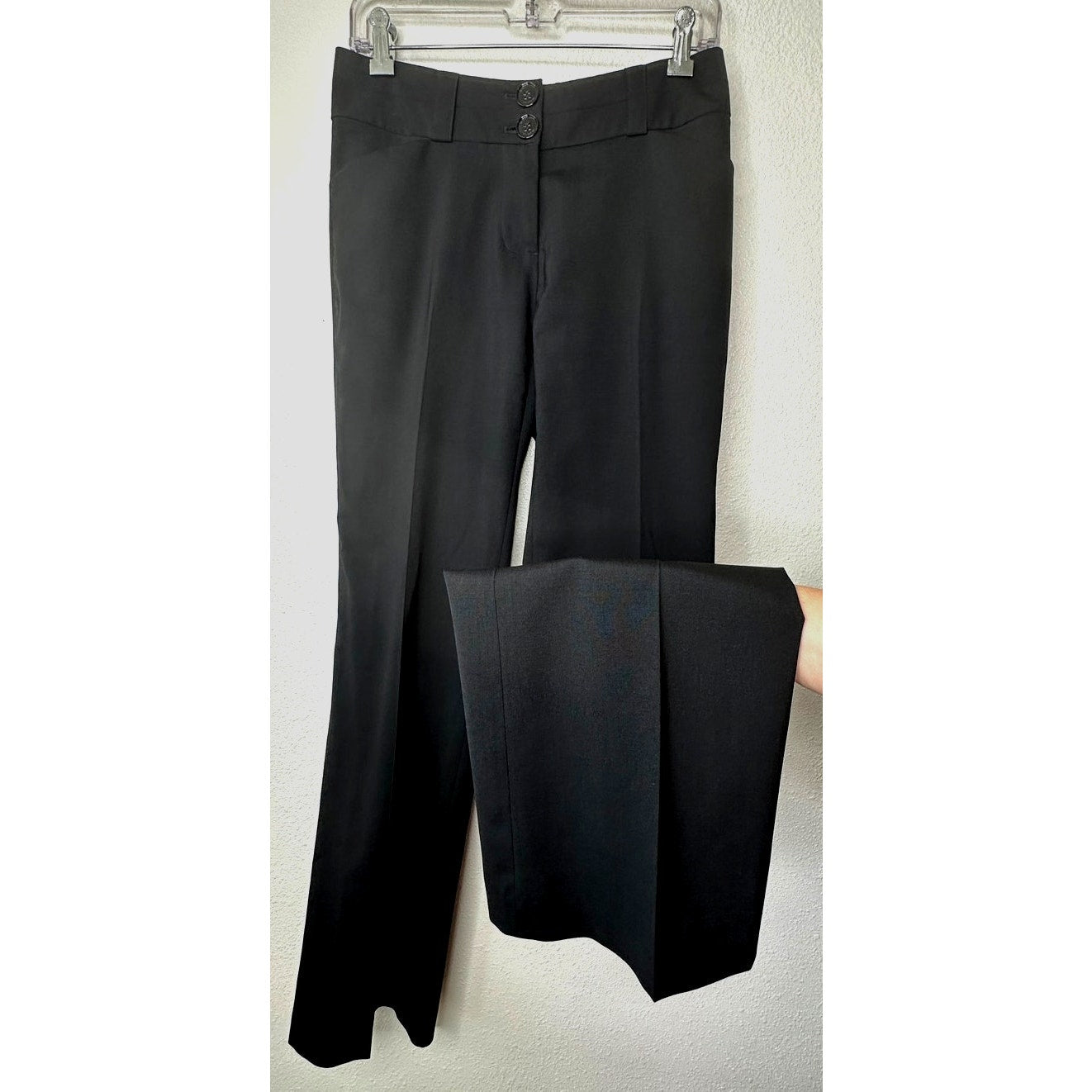 Burberry Wool Pants 4 Black Wide Leg Double Button Trousers Front Pockets