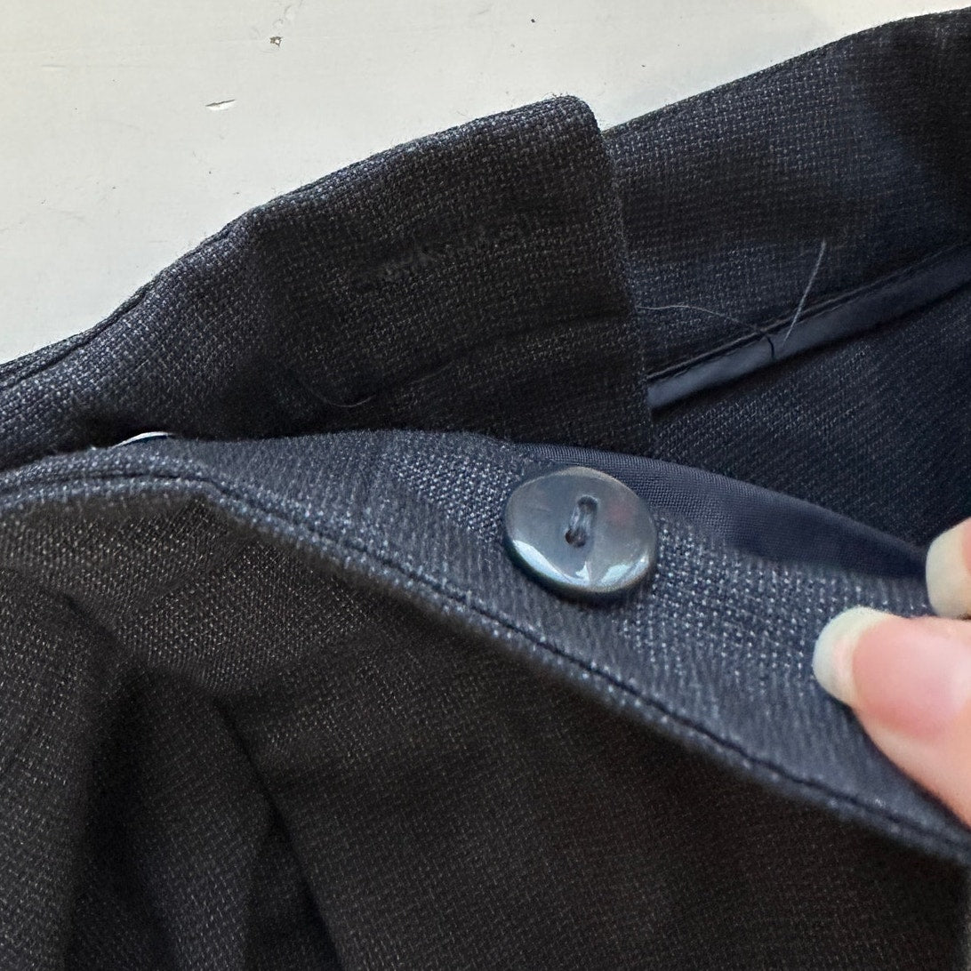 Zara Navy Blue Micro Tweed Straight Leg Cuffed Trouser Pant 6