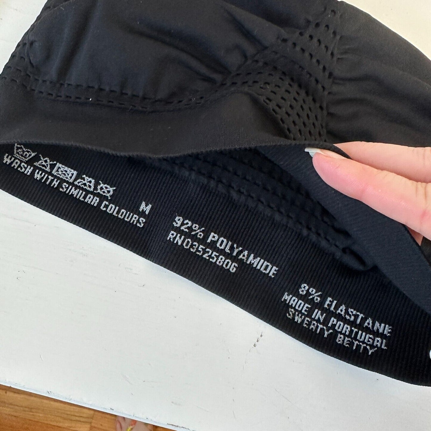 Sweaty Betty Black High Neck Sports Bra Sweat Wicking Stretch Racerback Crop Med