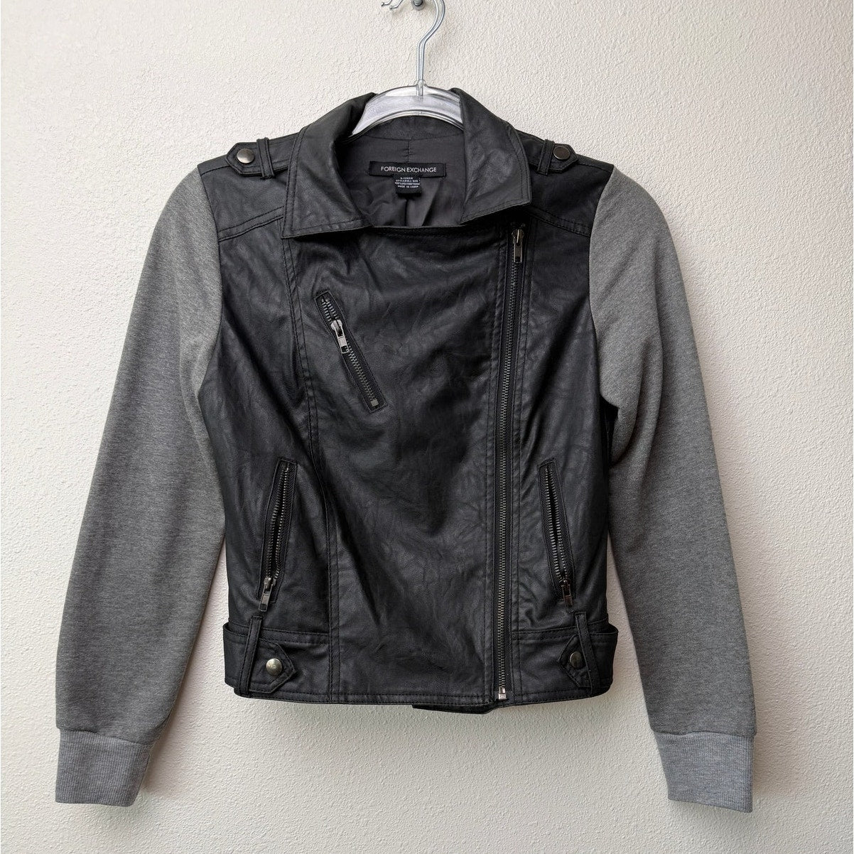 Foreign Exchange Black Gray Womens S Moto Jacket