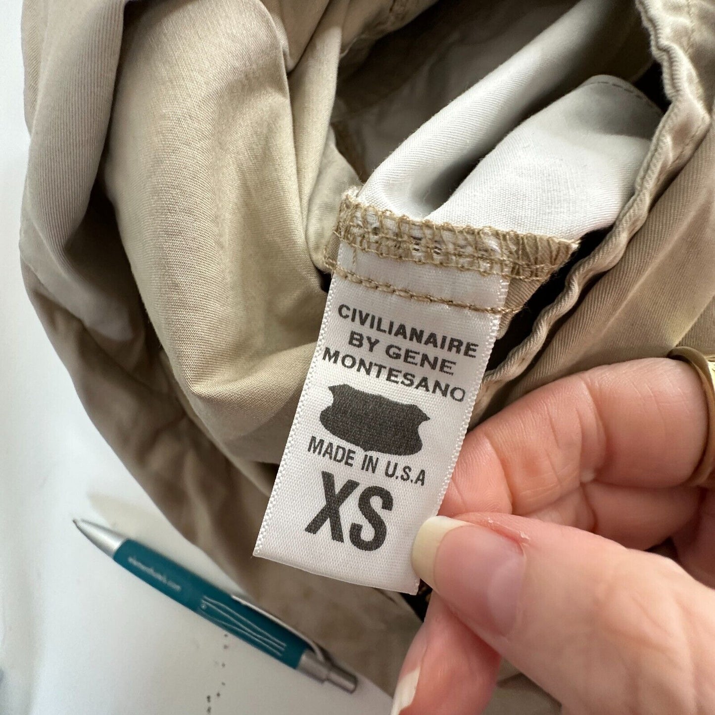 Civilianaire Khaki Twill Front-Zip Long Sleeve Pockets Utility Jumpsuit XS