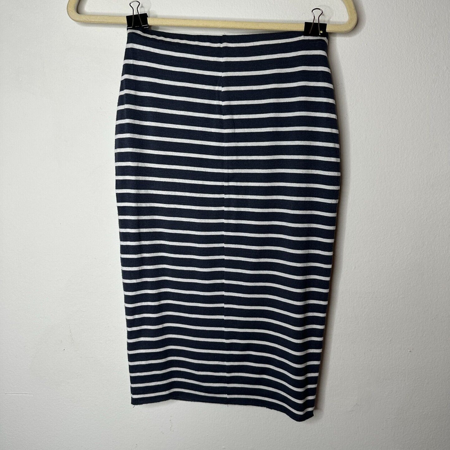 Bailey 44 Gray & White Stripe Bianca Knit Jersey High Waist Below Knee Skirt XS