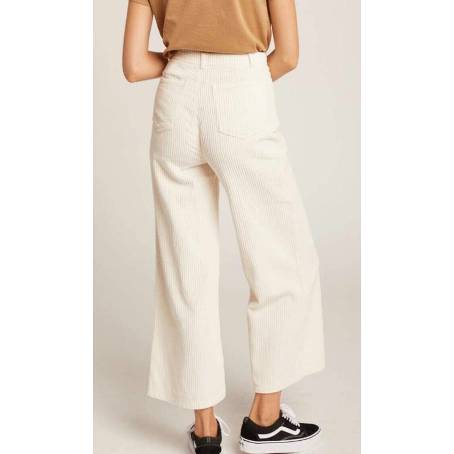 Amuse Society Winter White Wide Corduroy Back Pocket Ankle Flare Pants 27