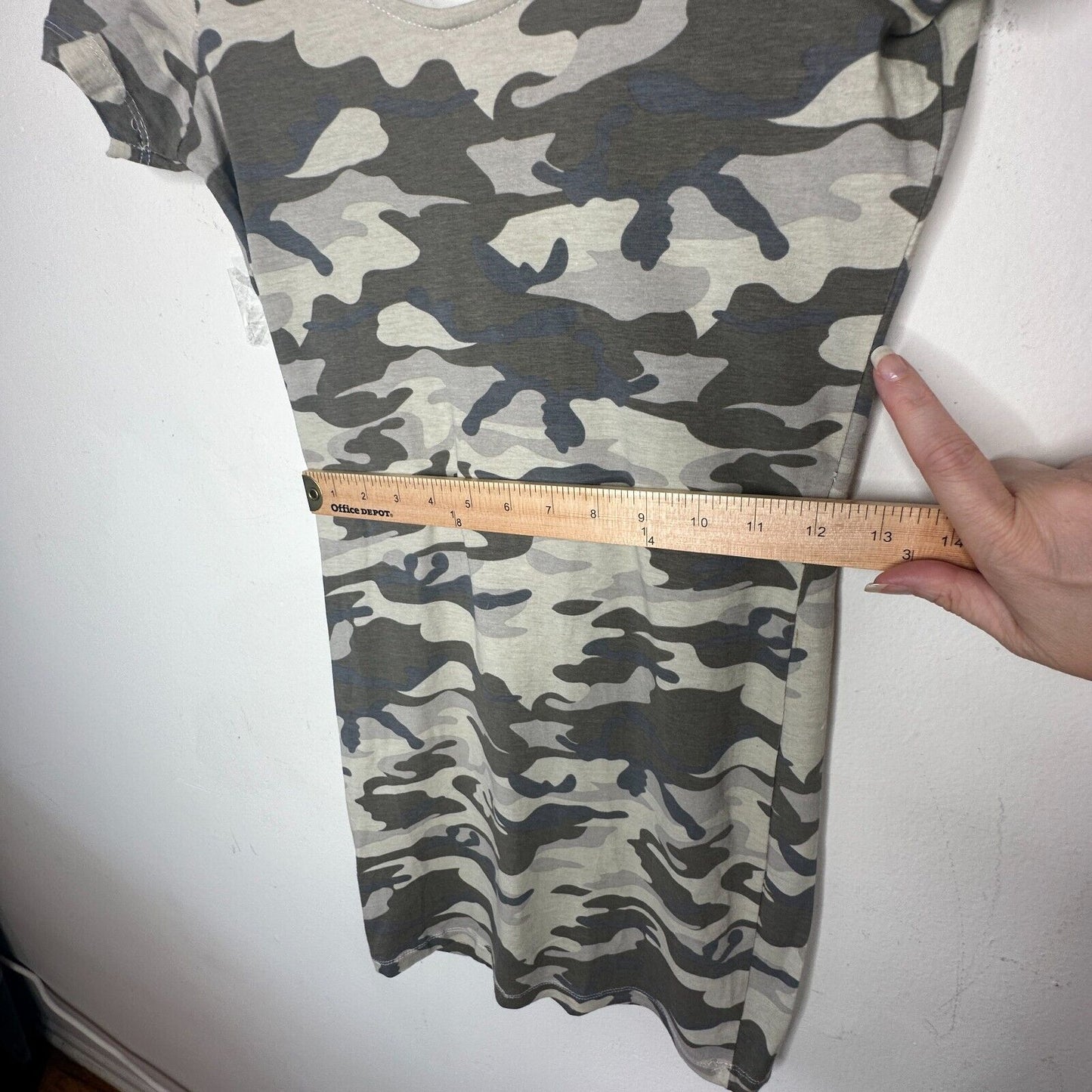 NWT Love Change Italy Camo Bodycon Dress Short Sleeve Deep Low U Back Stretch S