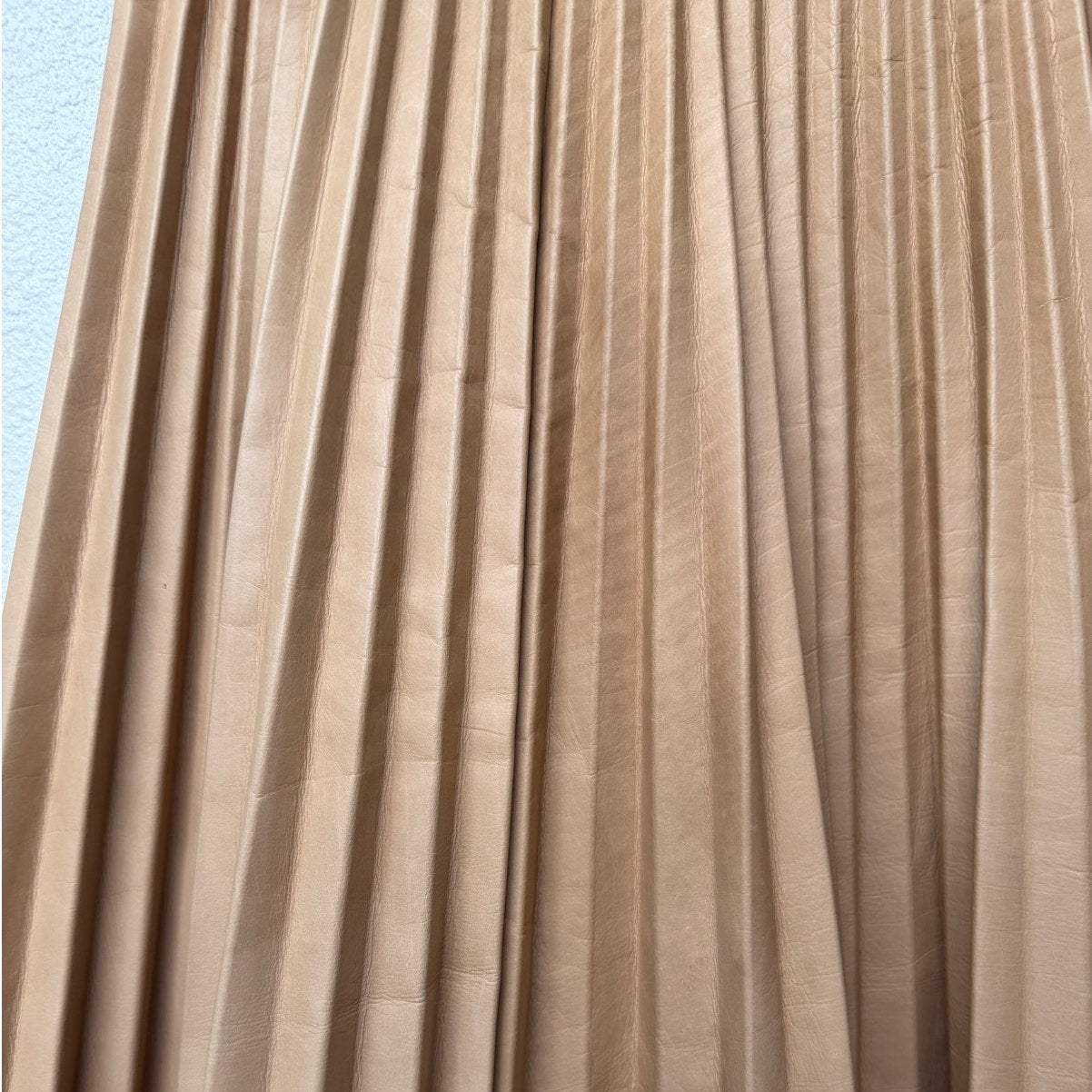 August Getty Atelier Accordion Pleat Leather Maxi Skirt Tan Women's US 4