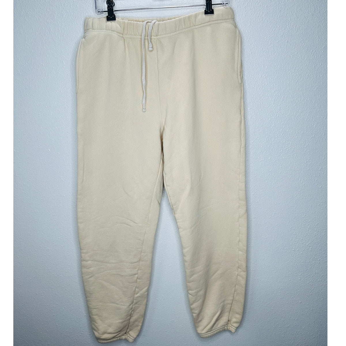 Les Tien Mens Cream Pullover Hoodie & Matching Sweatpants  Set M
