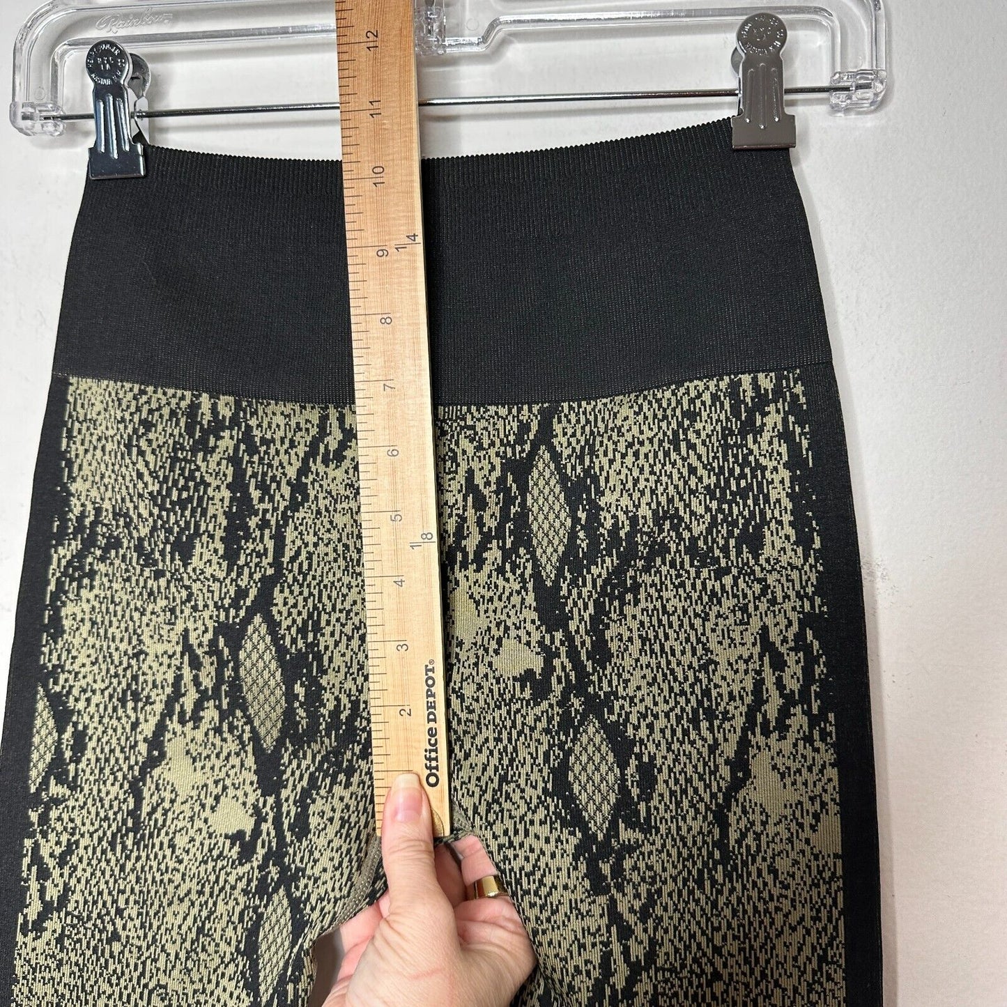 Fabletics Black & Gold Snake Print Ankle Leggings Wide Black Waistband S