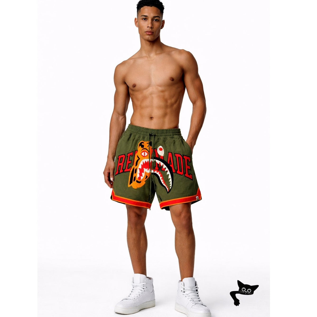 NWT RARE READYMADE x BAPE Basket Shorts Khaki Unisex US M
